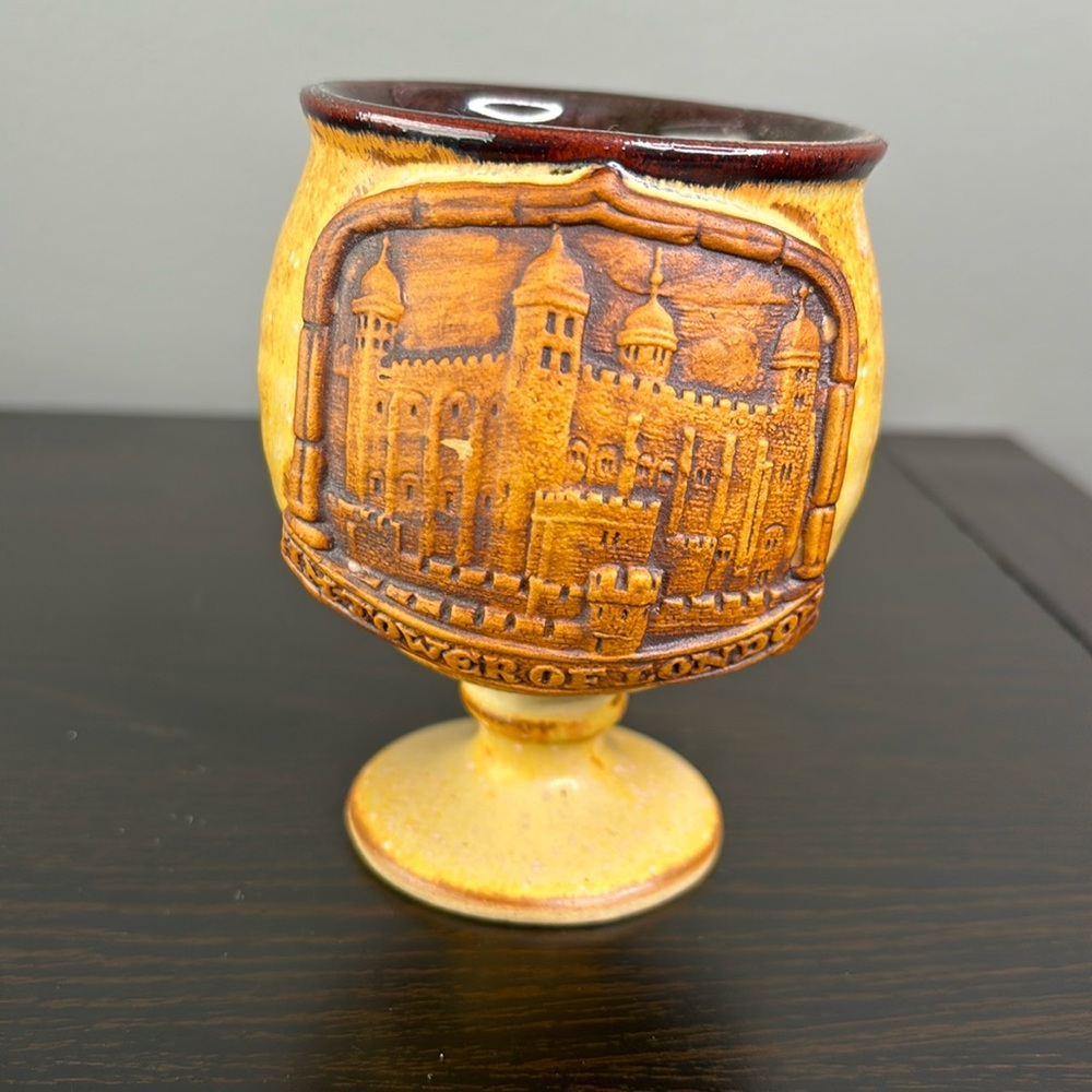 Vintage Stoneware Stemmed Goblet
